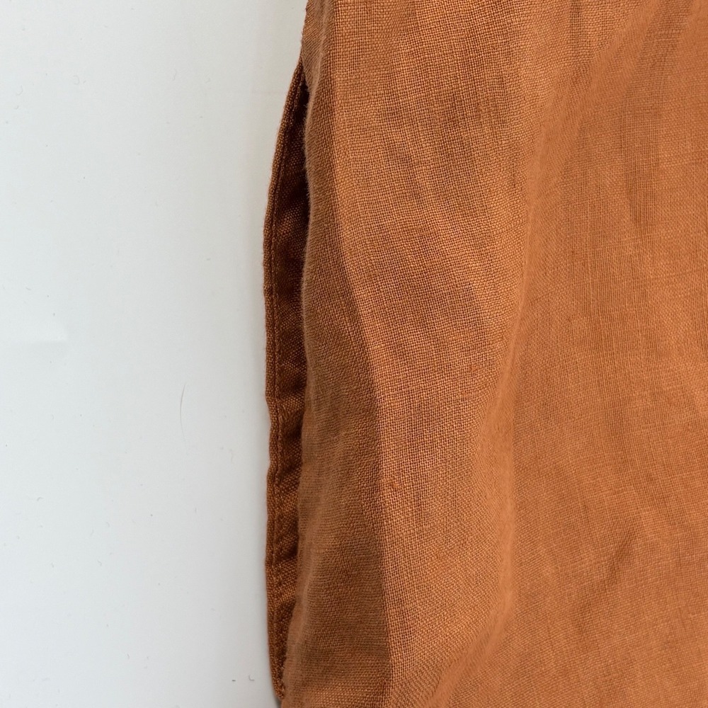 Quince Linen Shirt Dress Womens XL Brown Short Sleeve Button Front Midi Belted - Picture 7 of 9